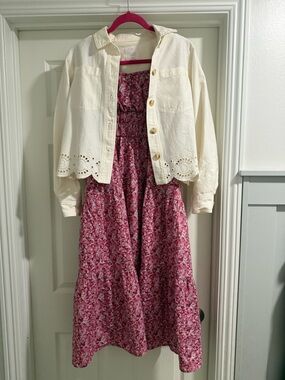 LC Lauren Conrad Eyelet Jacket White XS NWT Cropped Button Front Feminine Spring